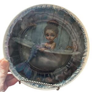 Hand Crafted Vintage Mermaid Bathing Girl Decorative Plate
